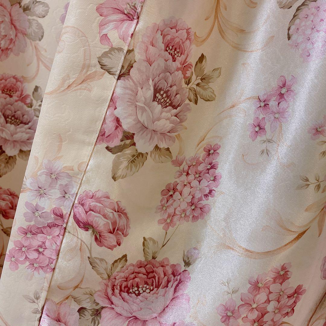 フローラル 花柄 幅200cm 北欧 ヨーロピアン 両面柄 オーダーカーテン