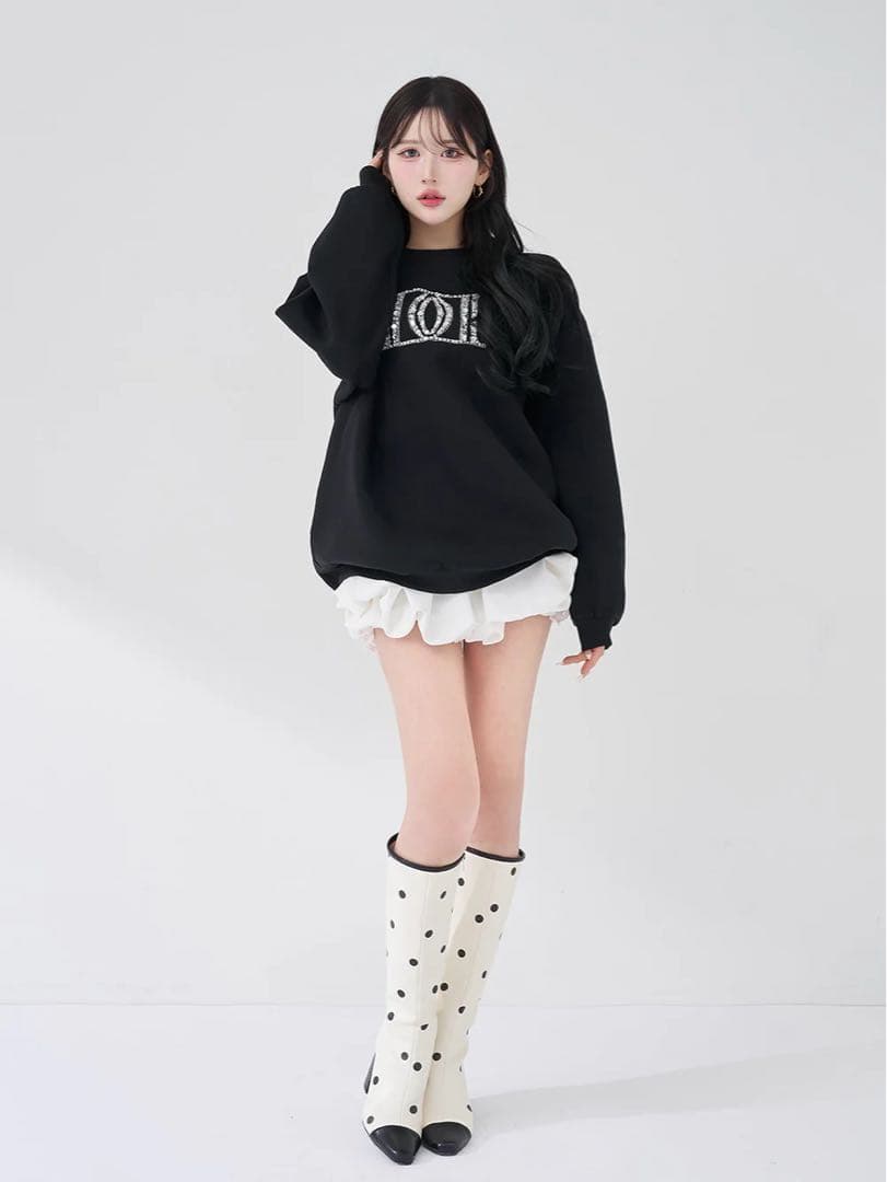 最安値☘️新品未使用☘️ダーリッチ　DDロゴビジュースウェットプルオーバー　ブラック