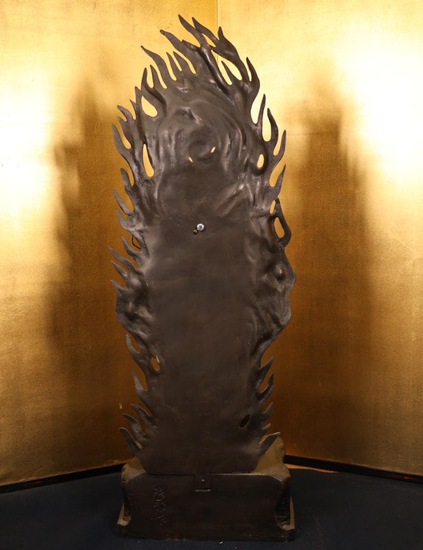 BK259　本物保証　般若純一郎 作　「 不動明王立像 」 ブロンズ　高さ98㎝