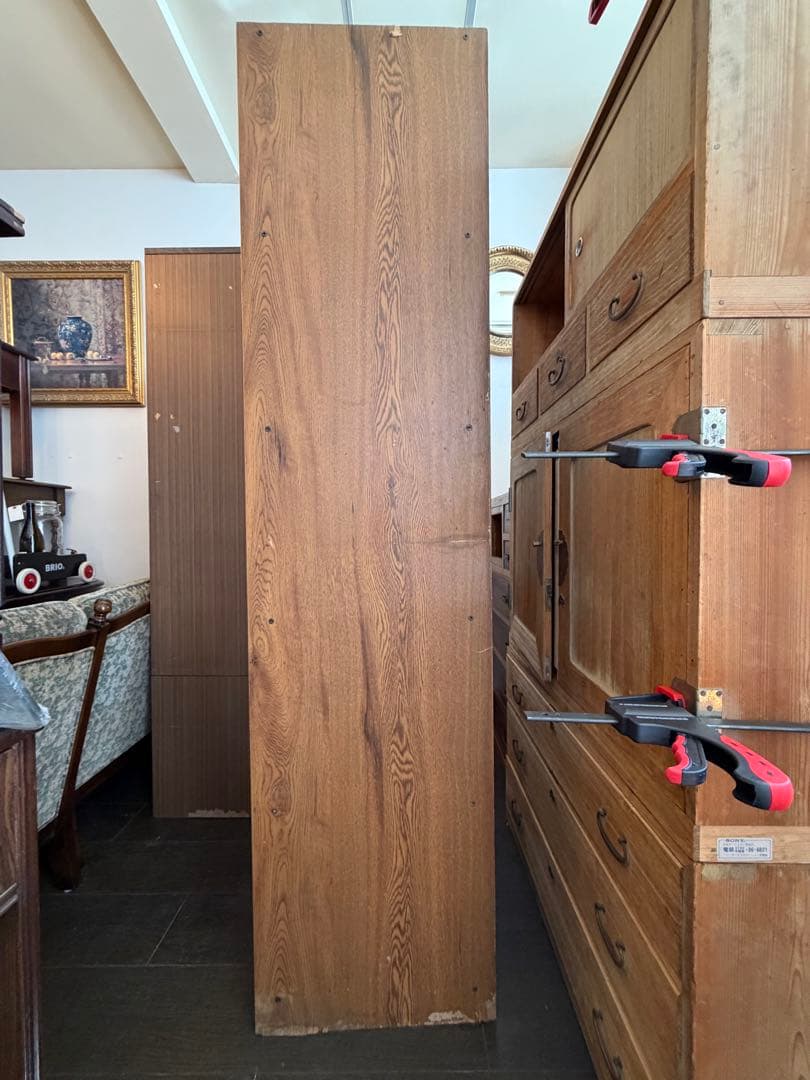 昭和レトロ キャビネット スリムチェスト 古家具　5段収納棚　ヴィンテージ家具