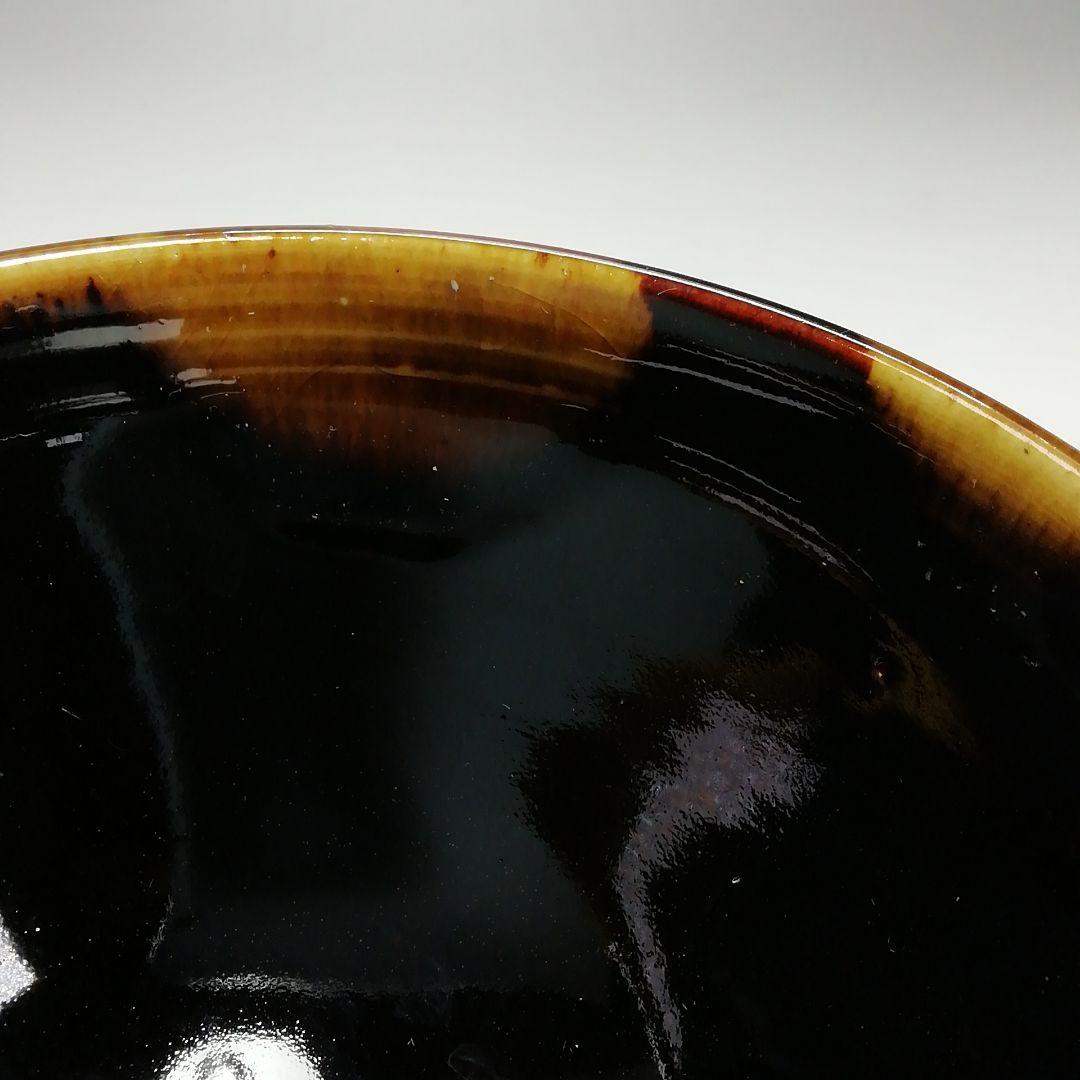 Ｓ４５２　茶碗　十客『天目釉渦巻文』『天目形数茶碗』『平安　鳴滝窯』共箱　茶道具