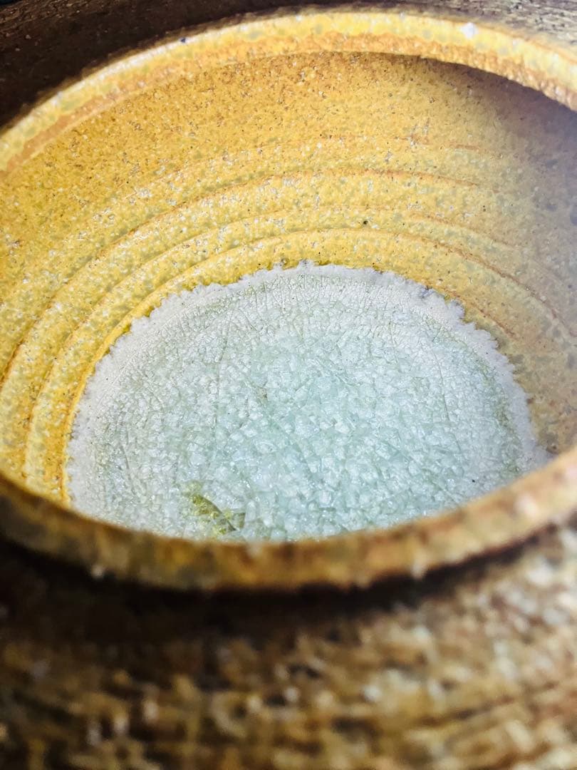 焼物　生花の水盤　黄色い