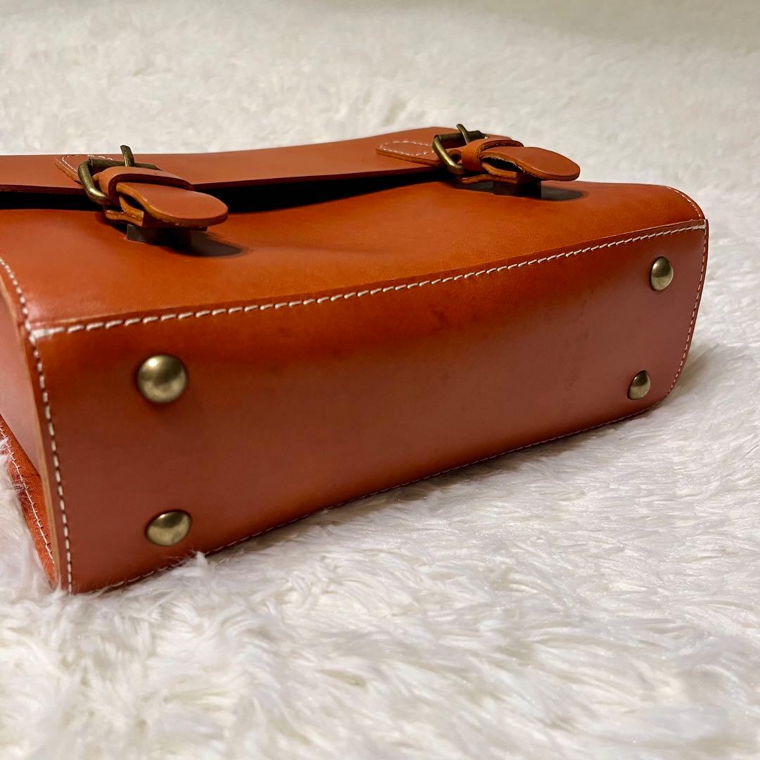 【新品】イタリアンレザー　ショルダーバッグ Wフラップ キャメル　本革　2way