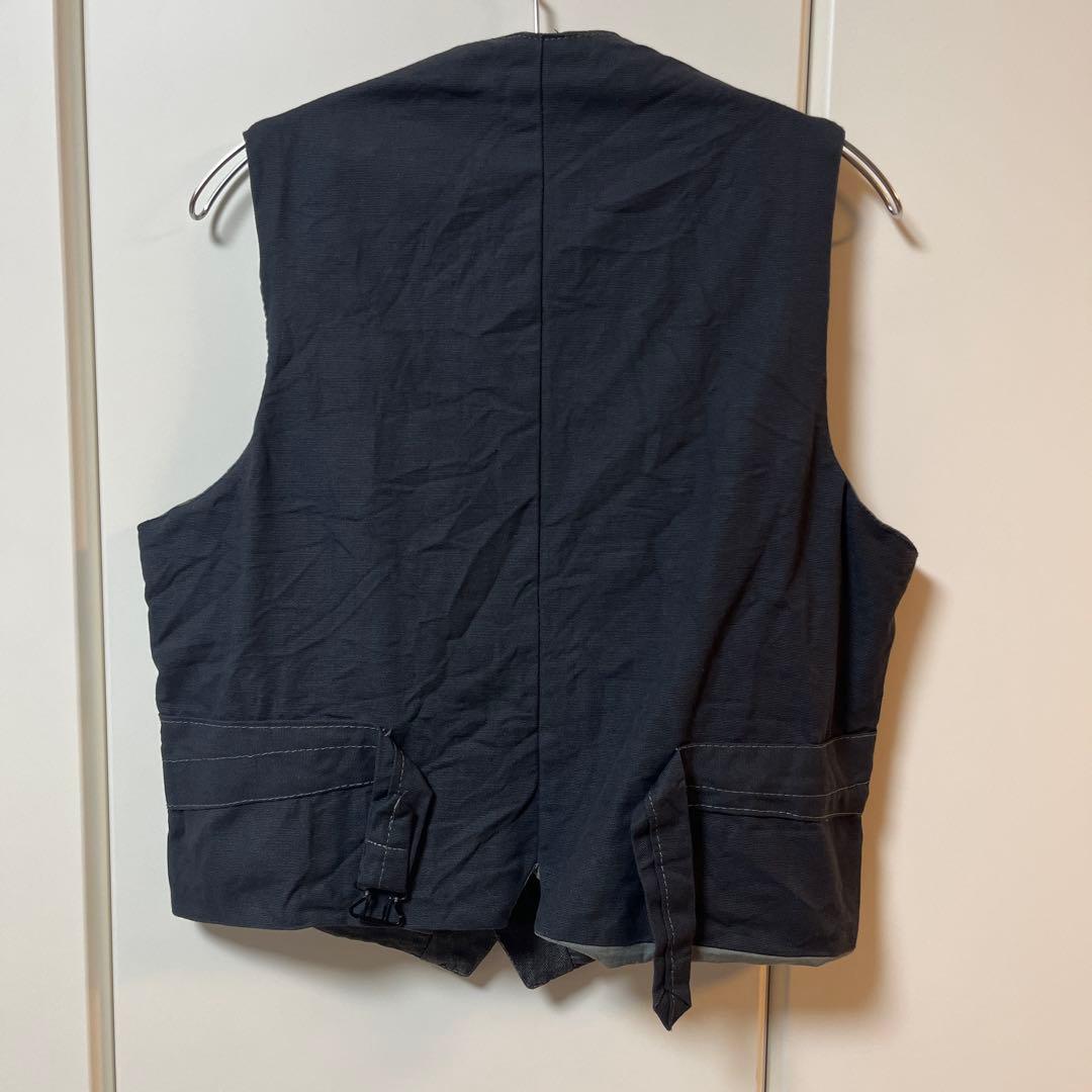 50s フレンチヴィンテージ　ヘリンボーン　ジレ　ベスト　裏地リネン