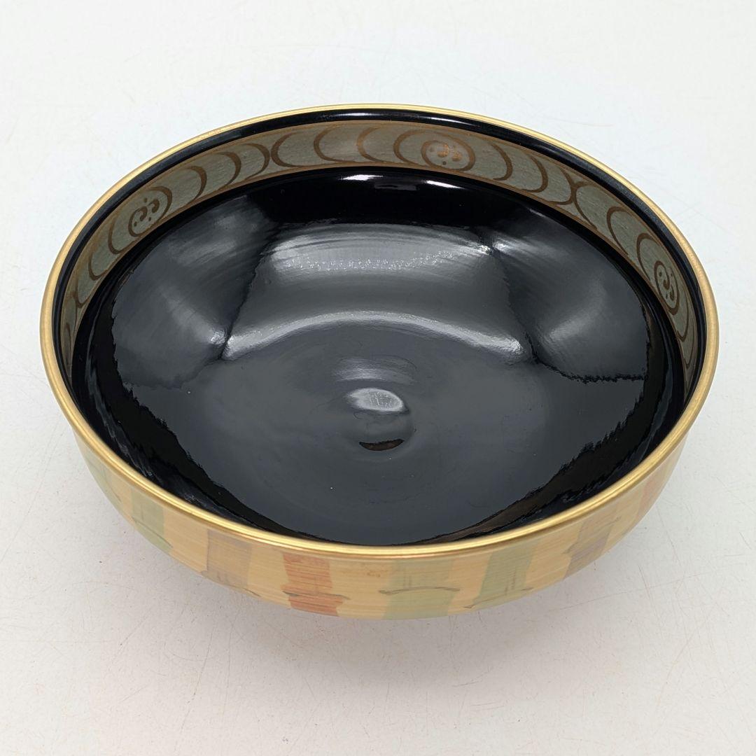 加藤清峰 京焼 黒地金彩茶盌 共箱合布栞 清水焼 抹茶碗 抹茶茶碗 茶道具 茶器