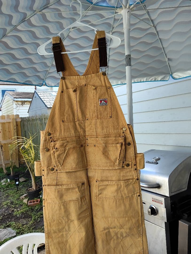 オーバーオール　ダブルニーカンガルーエプロン付き