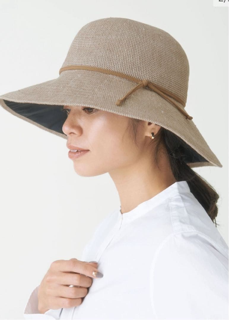 【美品】サンバリア100 リネンサーモハット　日焼け防止　シミ予防
