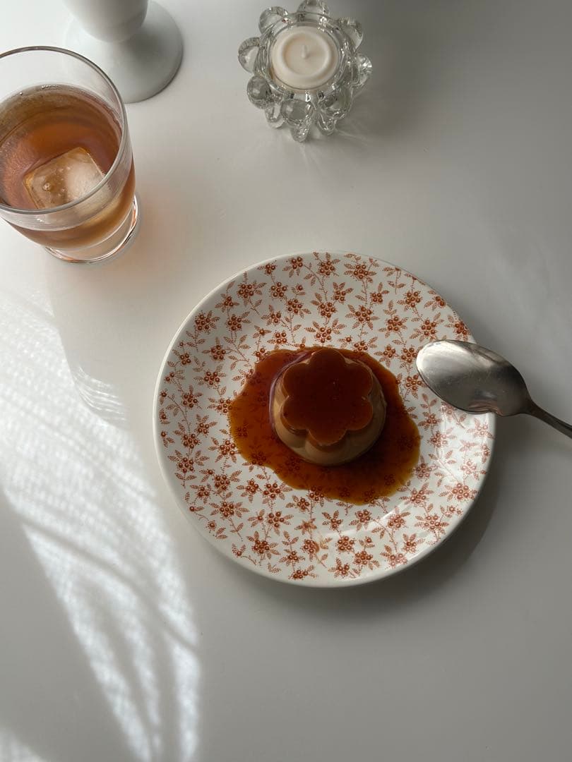 美品　フランス　アンティーク　サルグミンヌ　オレンジブラウンのチンツ柄プレート