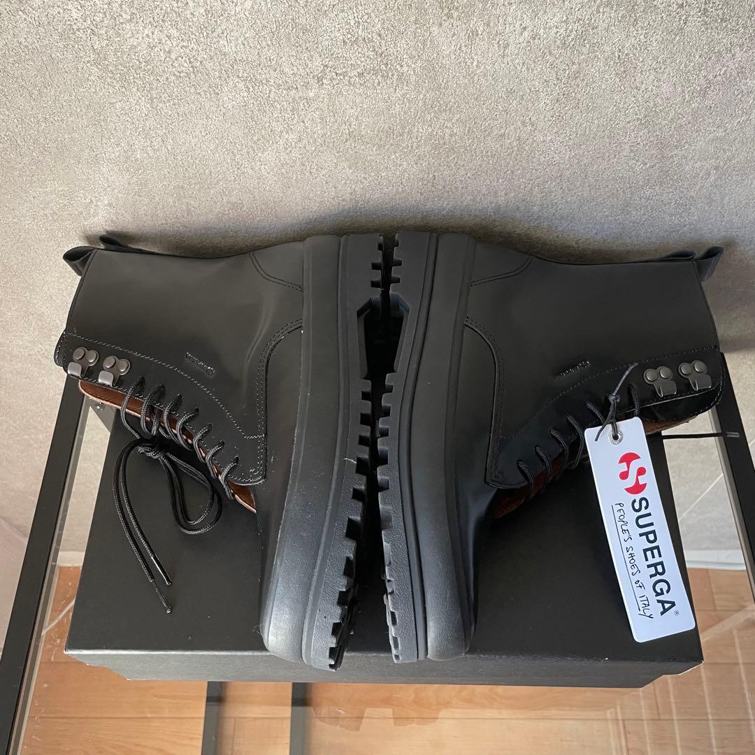 新品　SUPERGA アルピナ　ボックスレザー　ブーツ　3341 ブラック　黒