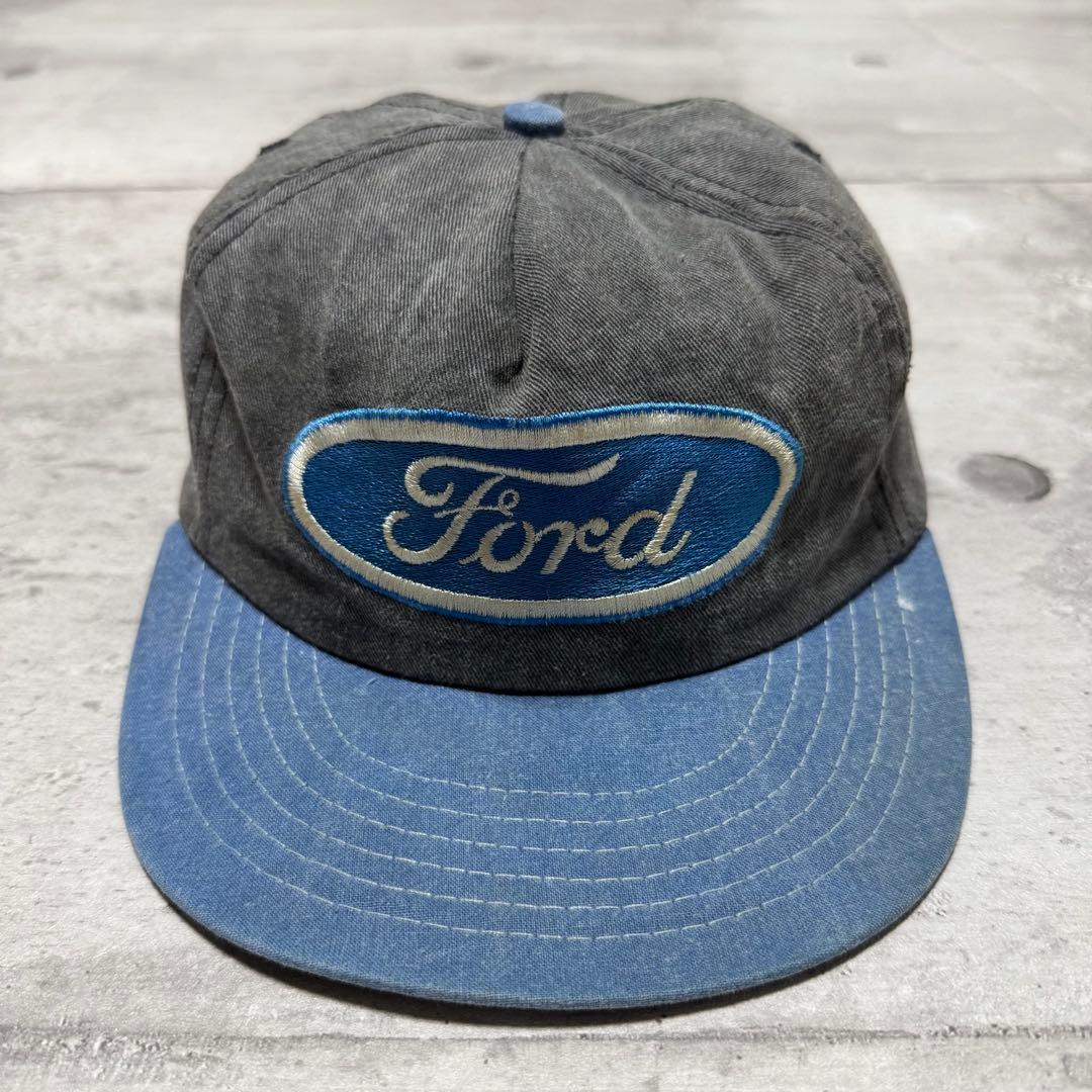 90s USA製 Ford キャップ フェード ブラック モーター 企業 刺繍