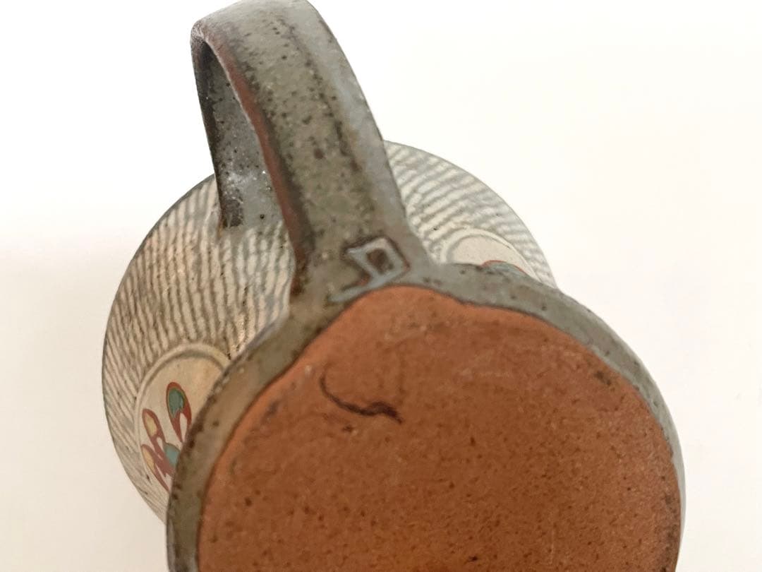 陶芸家　人間国宝　島岡達三　象嵌赤絵　ジョッキ　ビアマグ　マグカップ　共箱