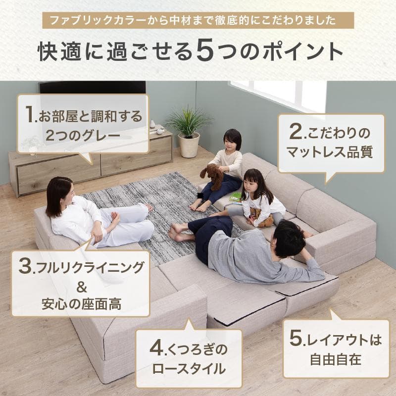 ローソファ 気持ちよさにこだわった レイアウト自由 リクライニング フロアコーナ