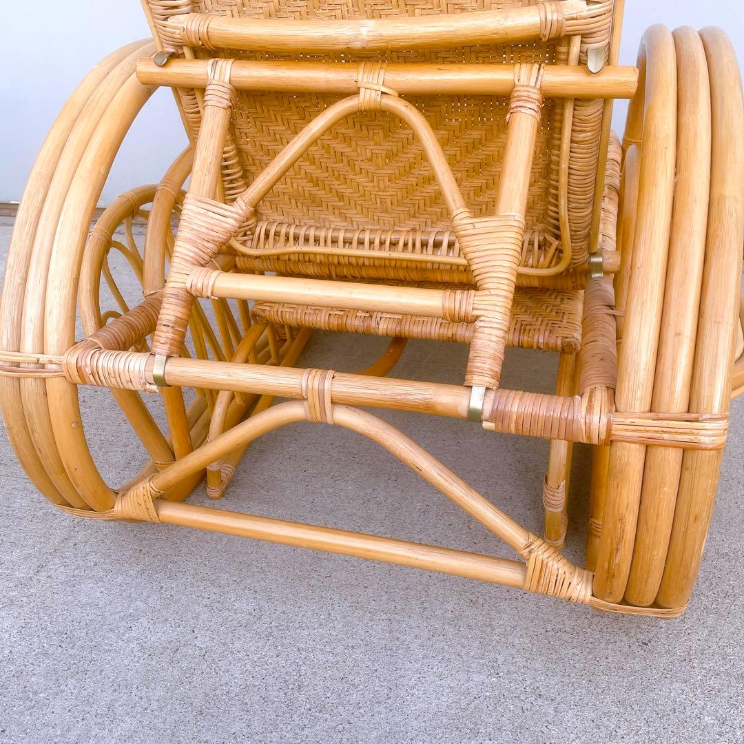 【送料無料】 ラタン リクライニングチェア テーブル マガジンラック オットマン