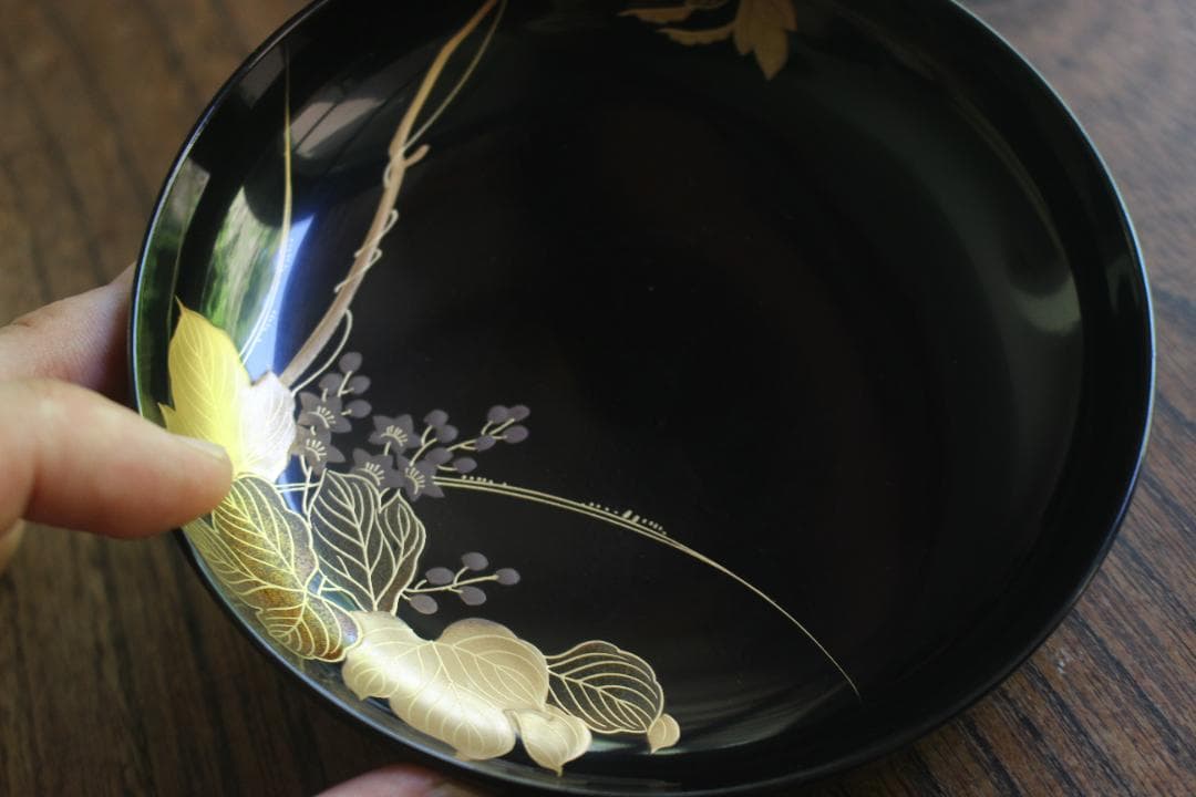 時代逸品！時代黒漆に極上草花蒔絵の映えるお椀7点（検輪島塗蒔絵椀雑煮椀煮物椀