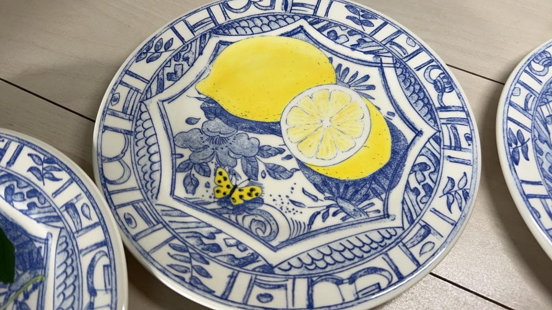 Gien Oiseau Blue 　ジアン　オワゾブルー　果物　皿　6枚セット