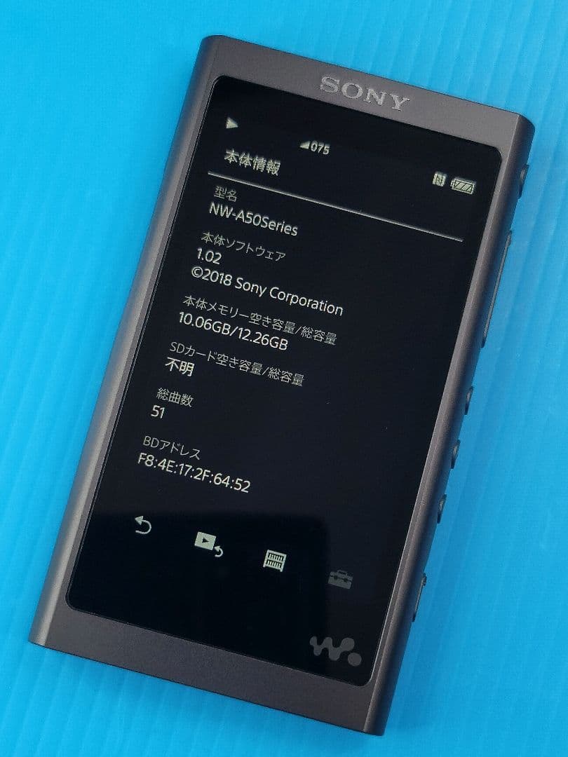 【極美品】SONY WALKMAN NW-A55（B） グレイッシュブラック