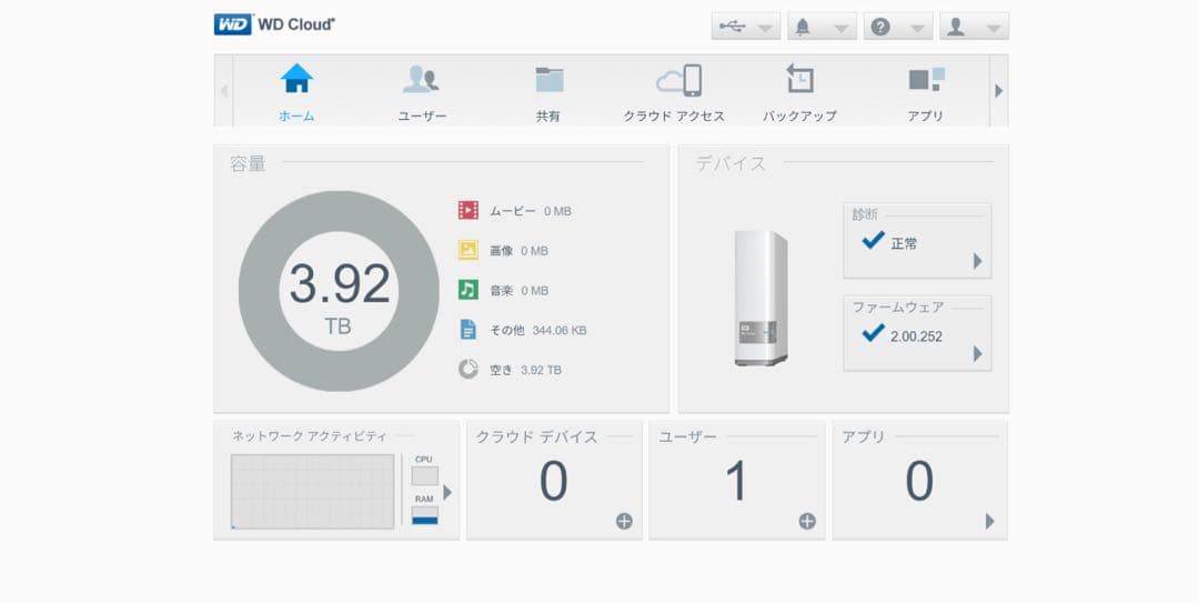 WD My Cloud 4TB NAS パーソナルクラウドストレージ