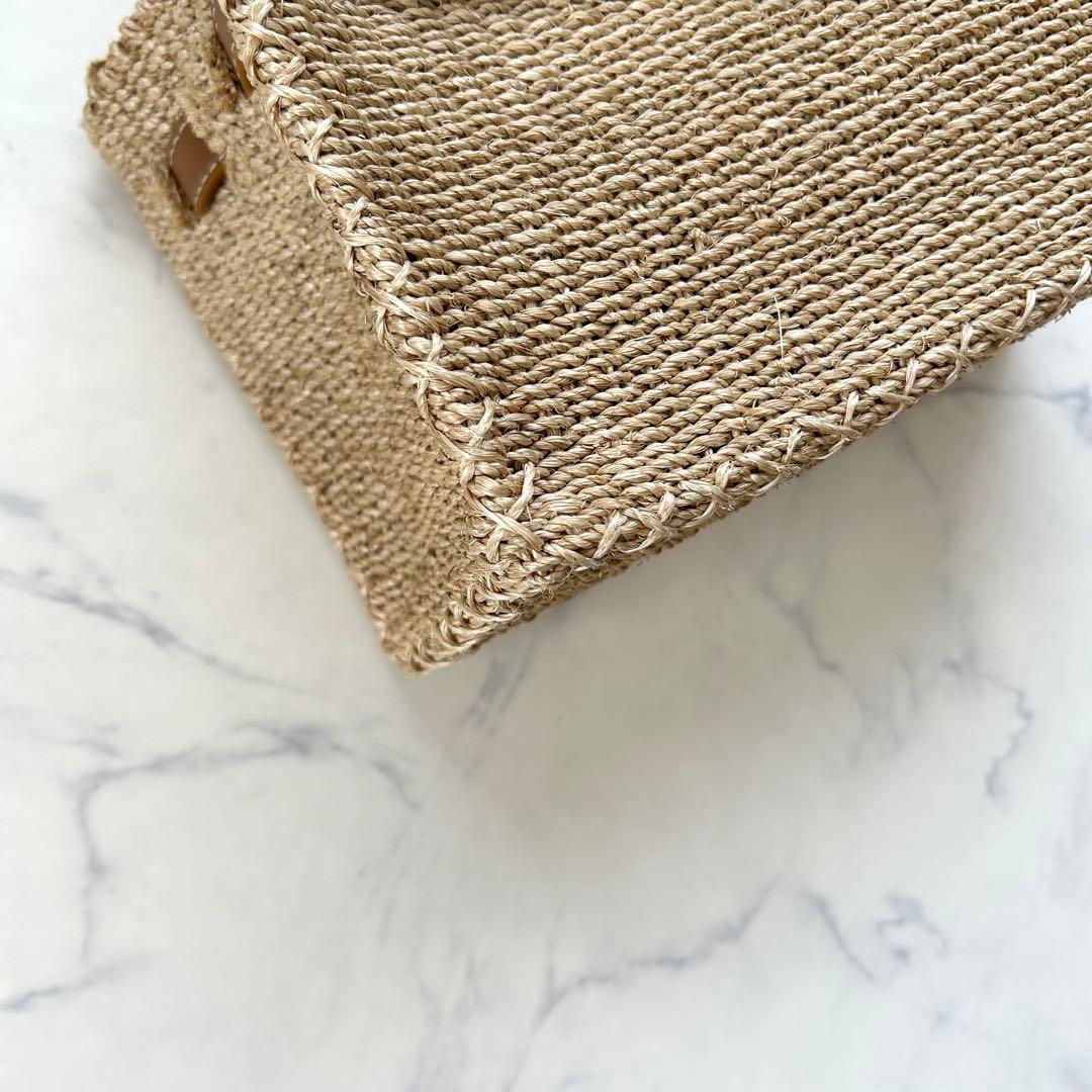 人気カラー✨SEA シー かごバッグ ハンドバッグ ブラウン レザー S