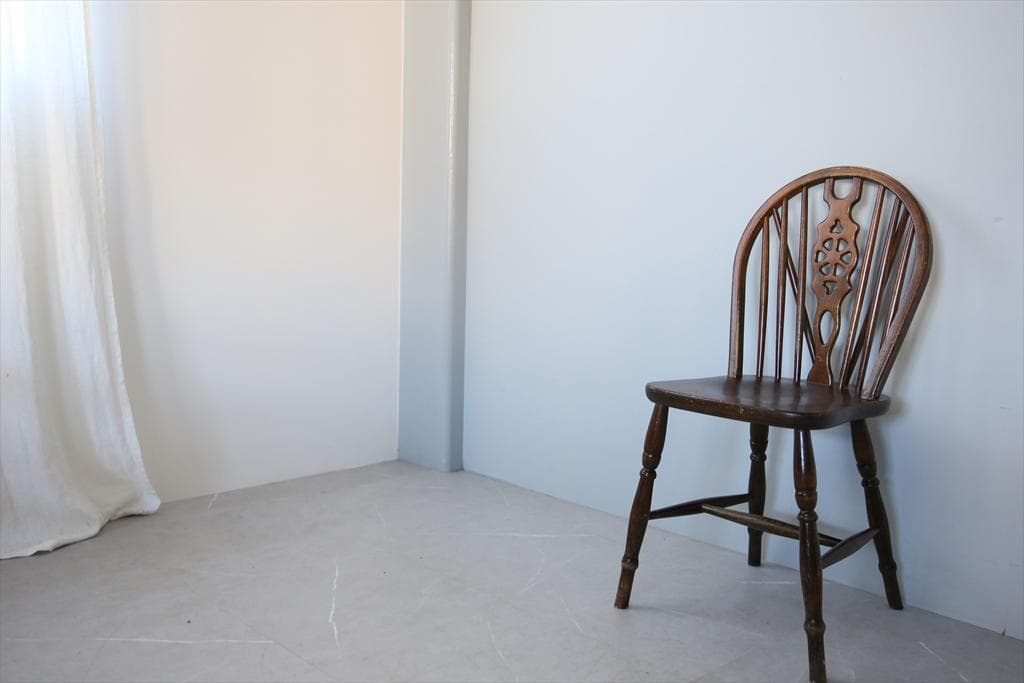 英国アンティーク木製ホイールバックチェア/ダイニングイス/椅子(92-37-2)