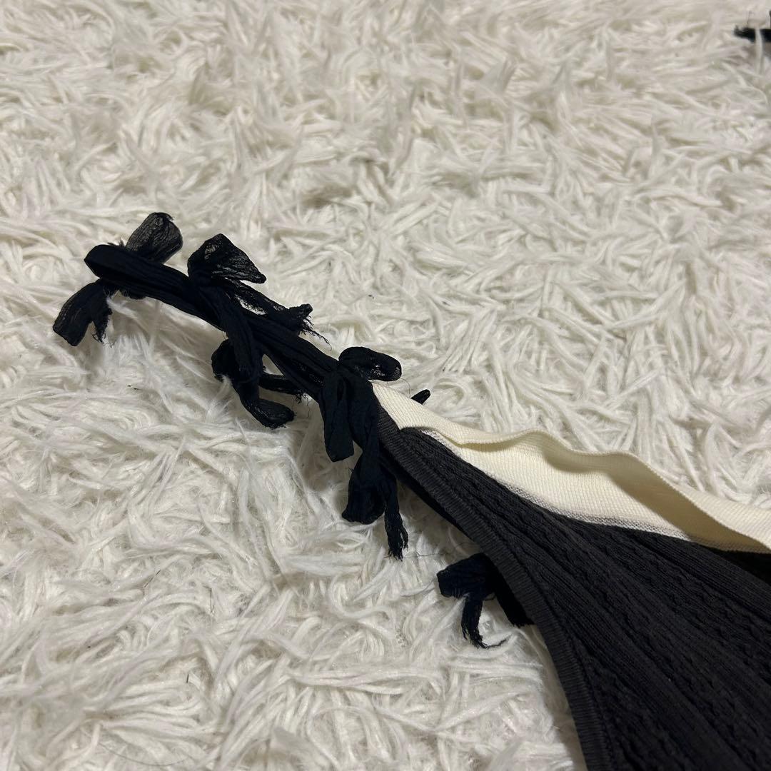 CHANEL シェルロゴプレート リボン 襟付き リブニットキャミソール シルク