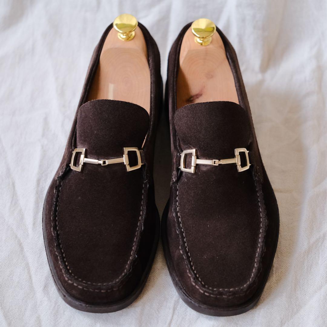 GUCCI グッチ スエードホースビットローファー 茶41.5E