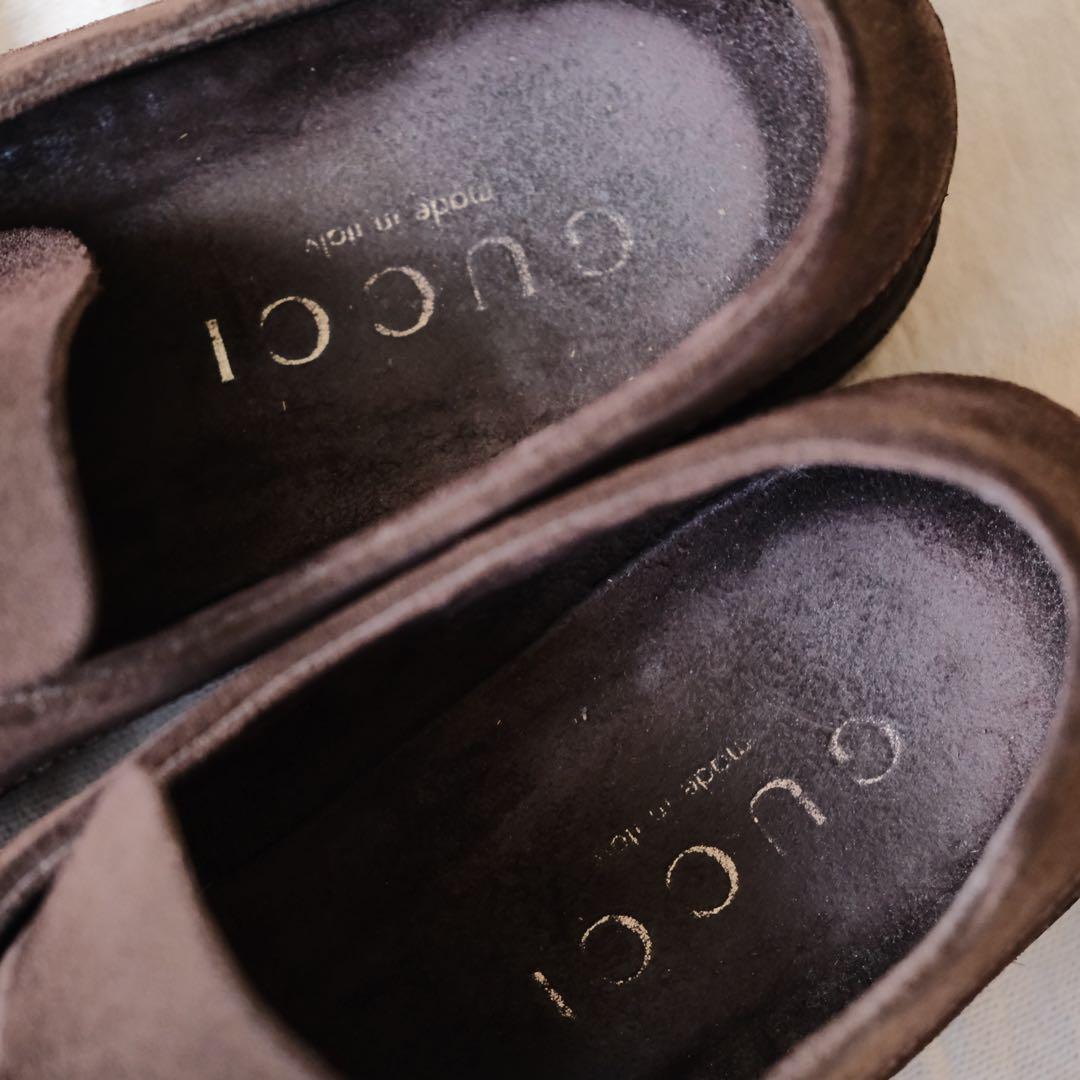 GUCCI グッチ スエードホースビットローファー 茶41.5E