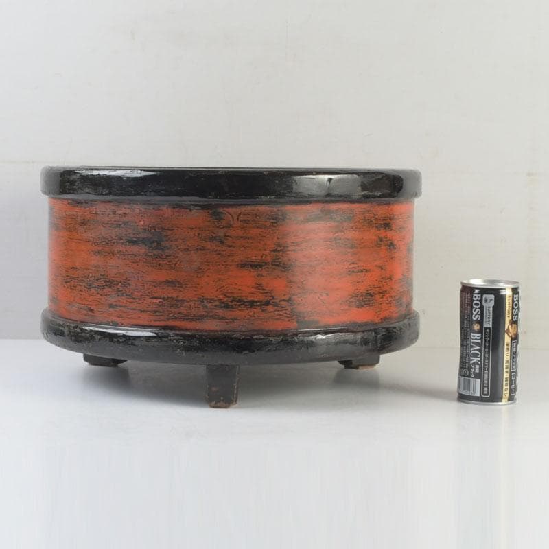 時代古民具　根来塗　三足桶　M　9839A