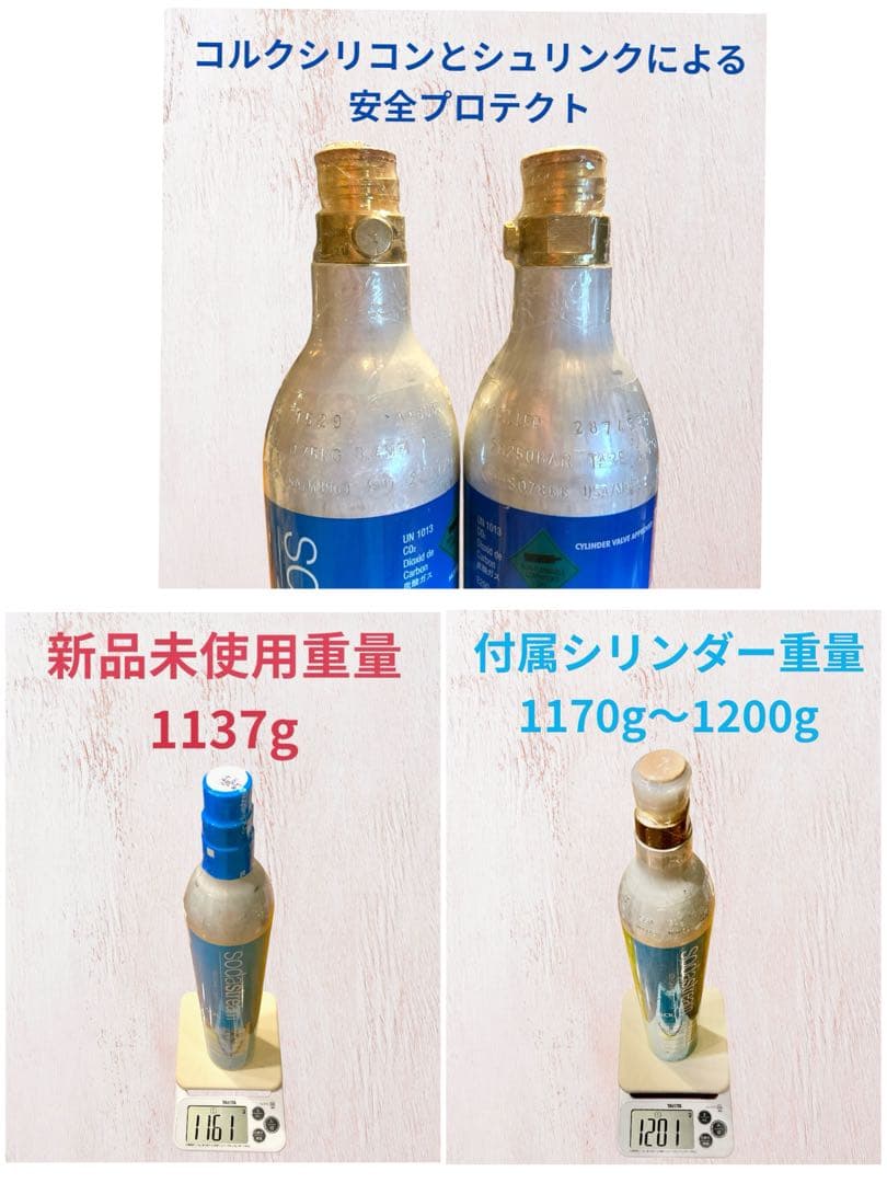 ほぼ新品ソーダストリーム スピリットW シリンダー2本 、未使用1Lボトル1本