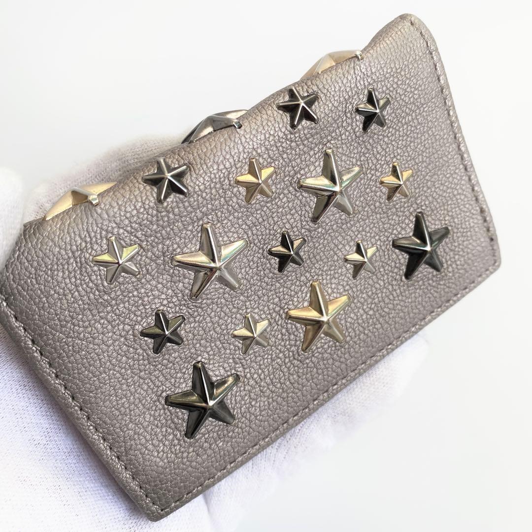 JIMMY CHOO 名刺入れ カードケース NELLO ライトカーキ