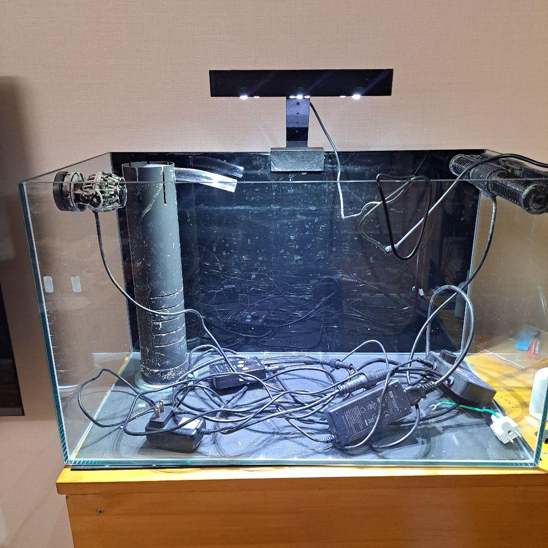 オーバーフロー水槽 透明ガラス LED照明付き 説明文要参照