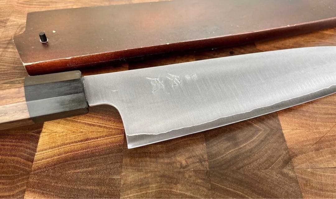 佑成 SG2 粉末ハイス鋼 牛刀　240mm 包丁　 紫檀柄　鞘付　霞仕上げ