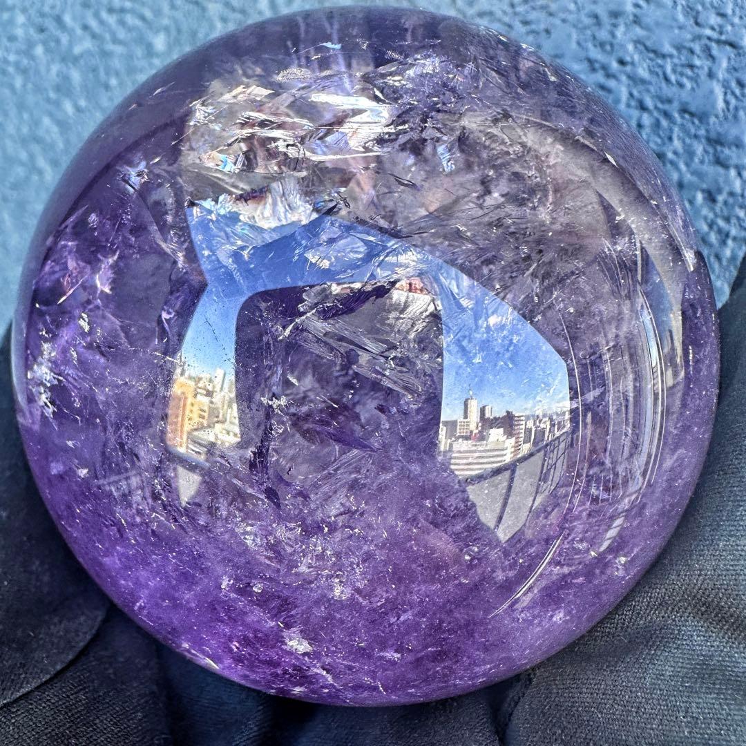 しずく♡超美品♡レインボー☆アイリスアメジストスフィア丸玉 A1330