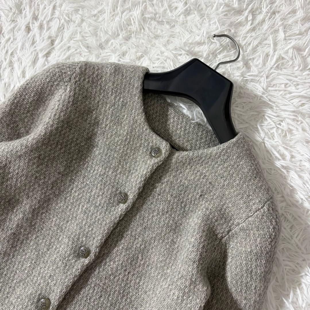 美品　ラルフローレン　カシミヤ混カーディガン　ペプラム　エンブレムボタン