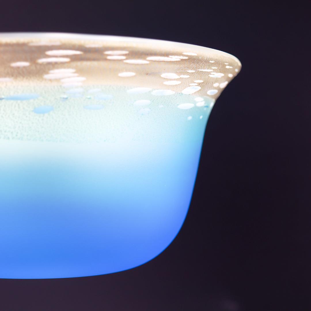 黒木国昭 アートガラス マリンブルーボウル 21cm 栞 箱付 美品