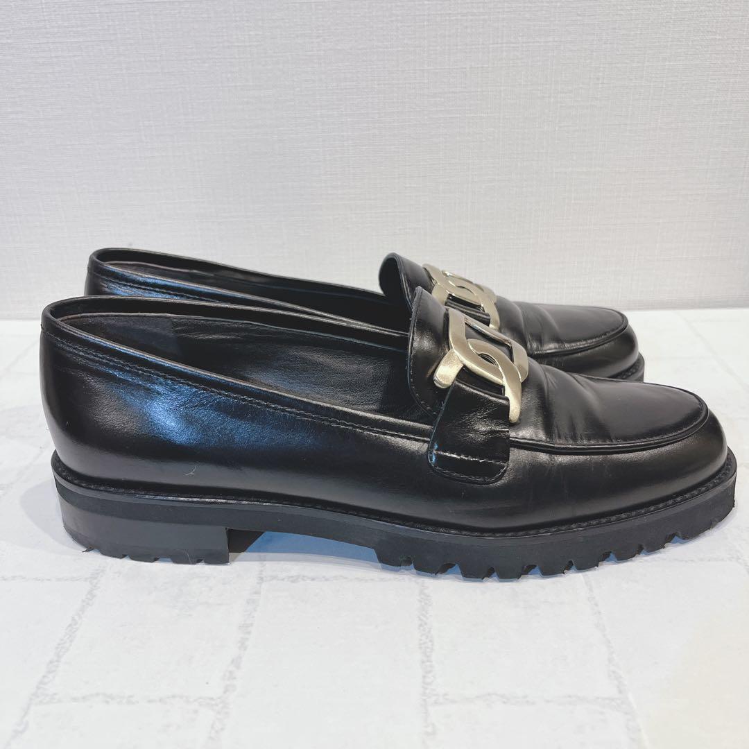 Luca Grossi ルカ グロッシ ローファー レザー 黒 38 イタリア製