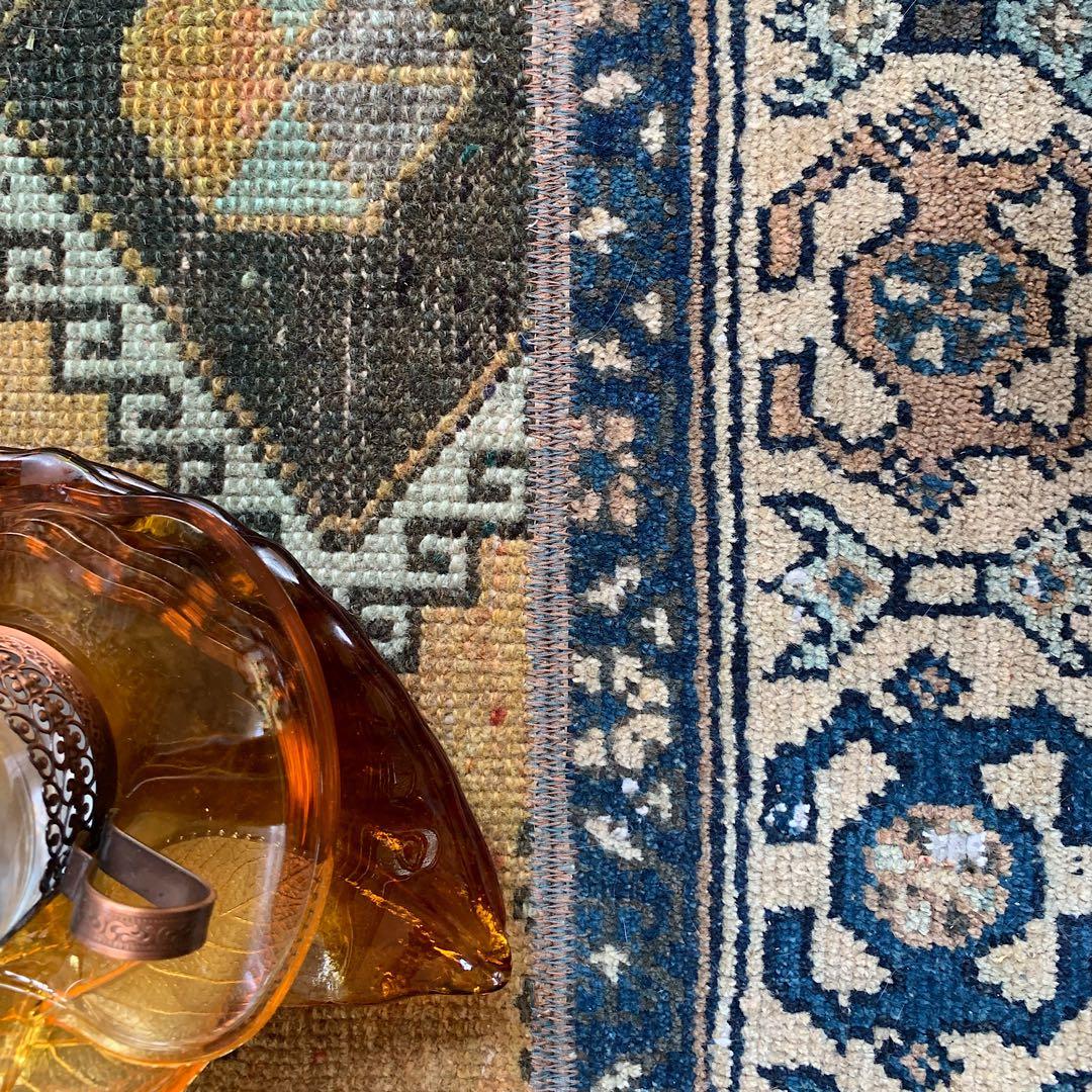 トルコヴィンテージラグ　マスタードイエロー115cm×52cm トルコラグ