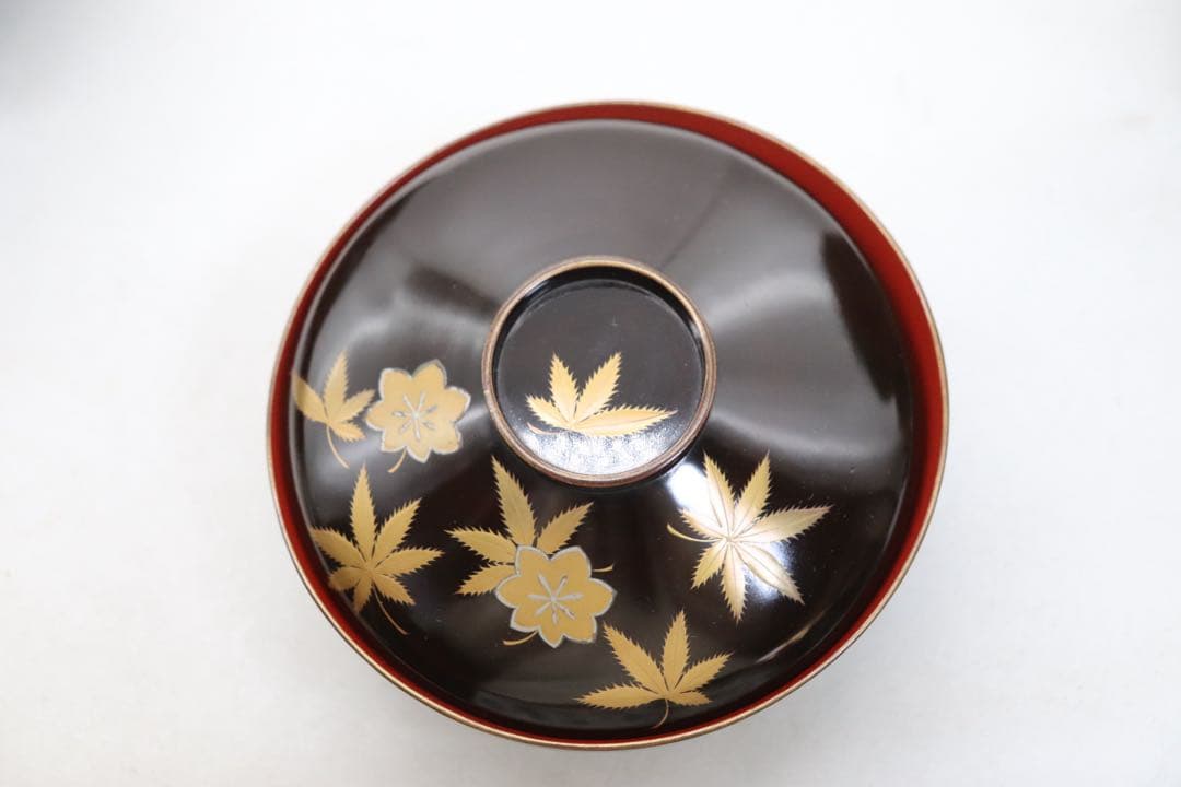 寛政11年　輪島塗　蒔絵紅葉紋お椀10個　木製　古民具　送料込み260131