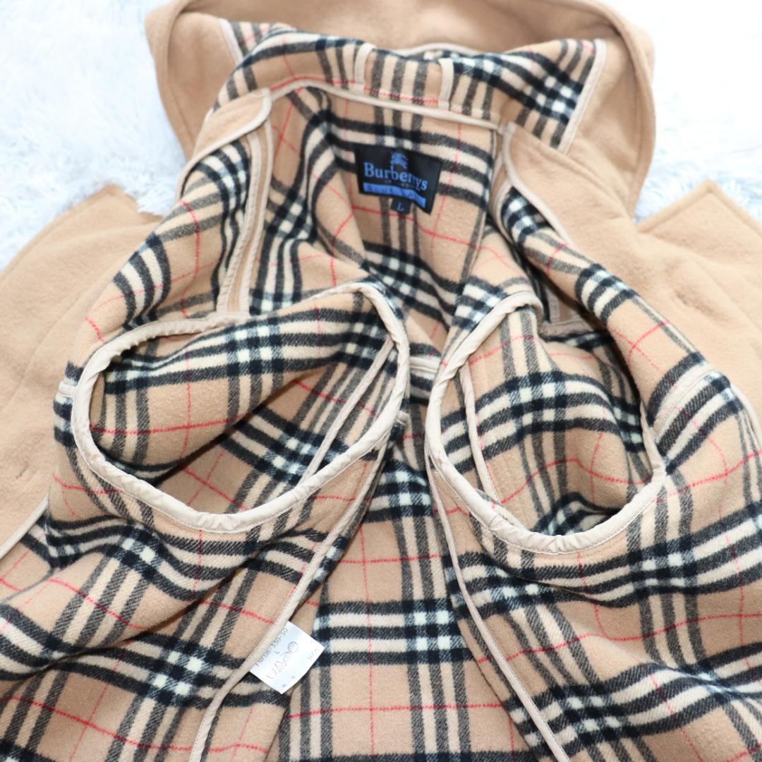 ✨バーバリー✨ロングダッフルコート　ベージュ　ノバチェック　ウール　サイズＬ