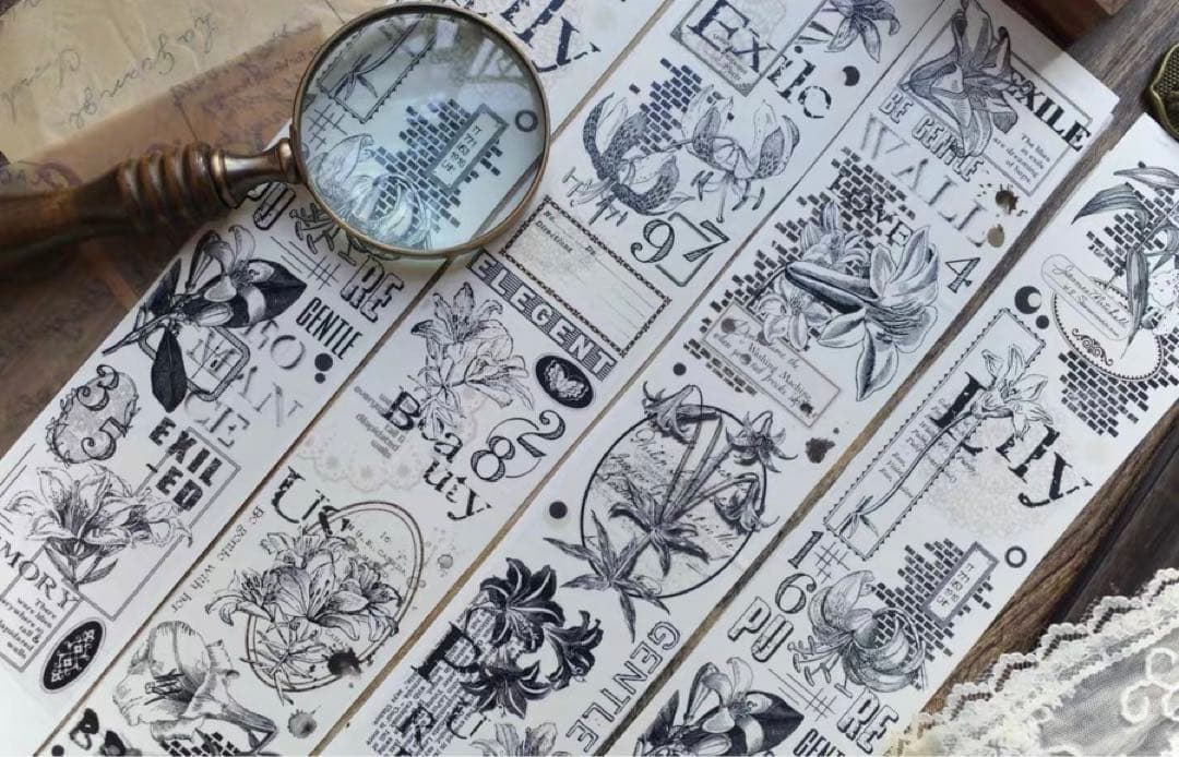 壹洱原创《旧影百合》海外マスキングテープ　マステ 【1871】