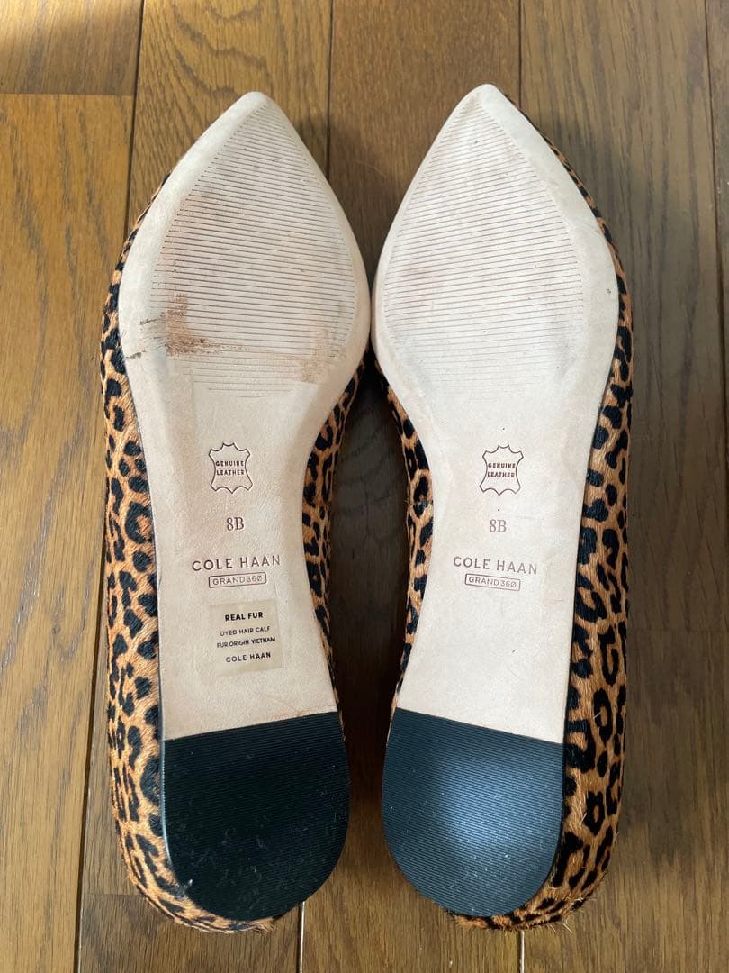 コールハン　ヒョウ柄フラットシューズ ポインテッドトゥ