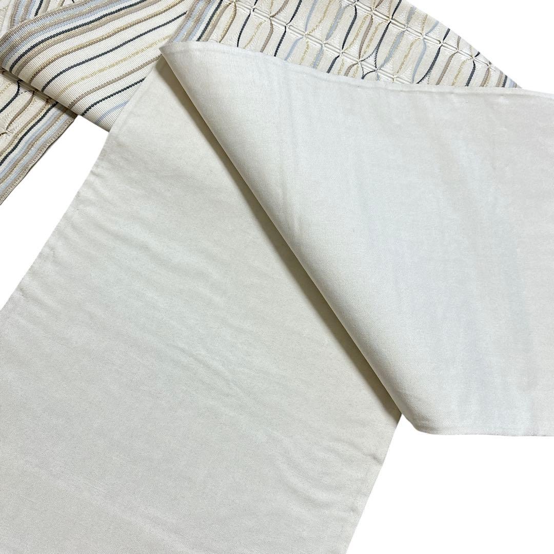 AA19美品袋帯 六通柄 金糸　ひなや工房の織り模様　洒落袋帯 正絹 着物