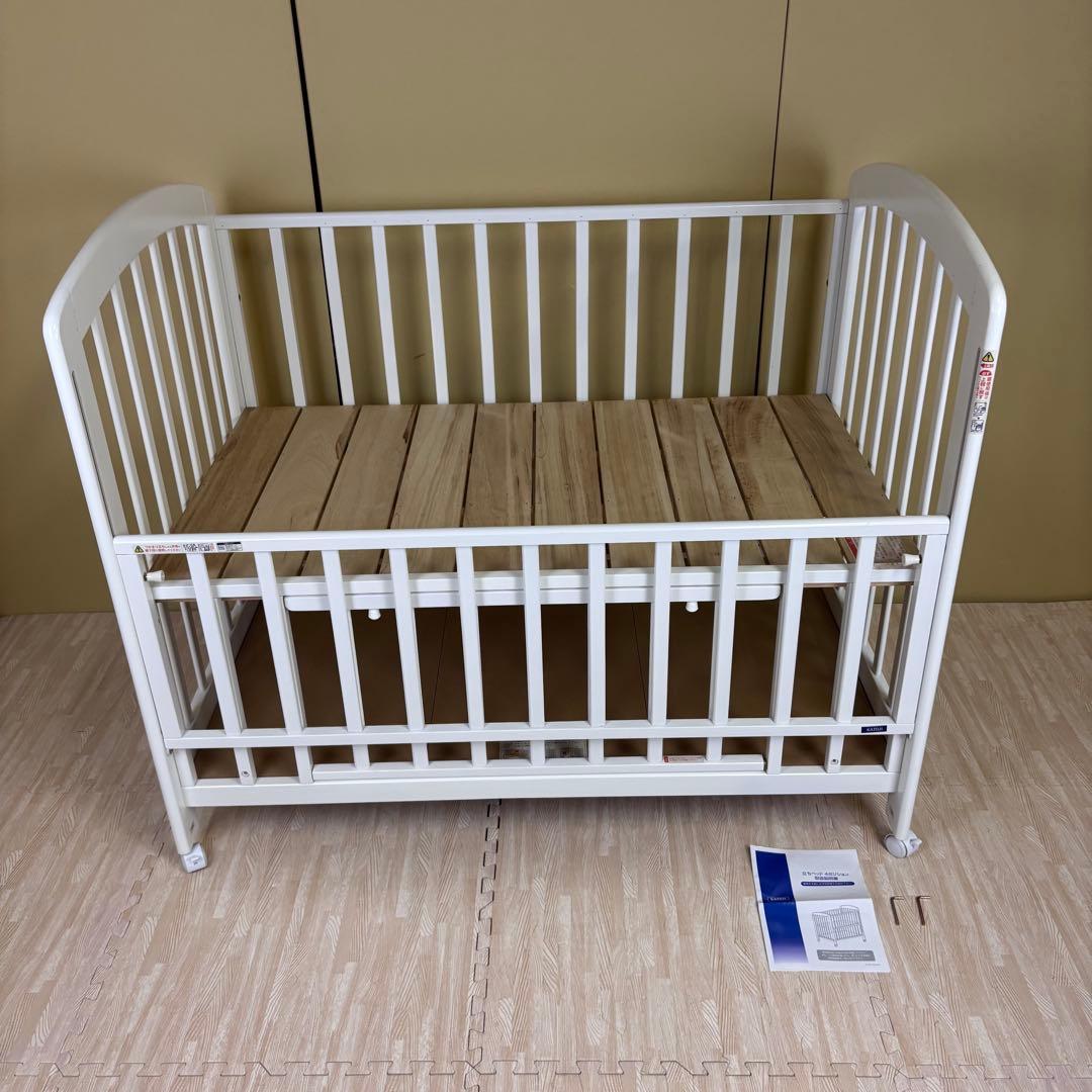 ☆除菌清掃済☆カトージ　立ちベッド4ポジション　ホワイト　すのこ床板　ハイタイプ