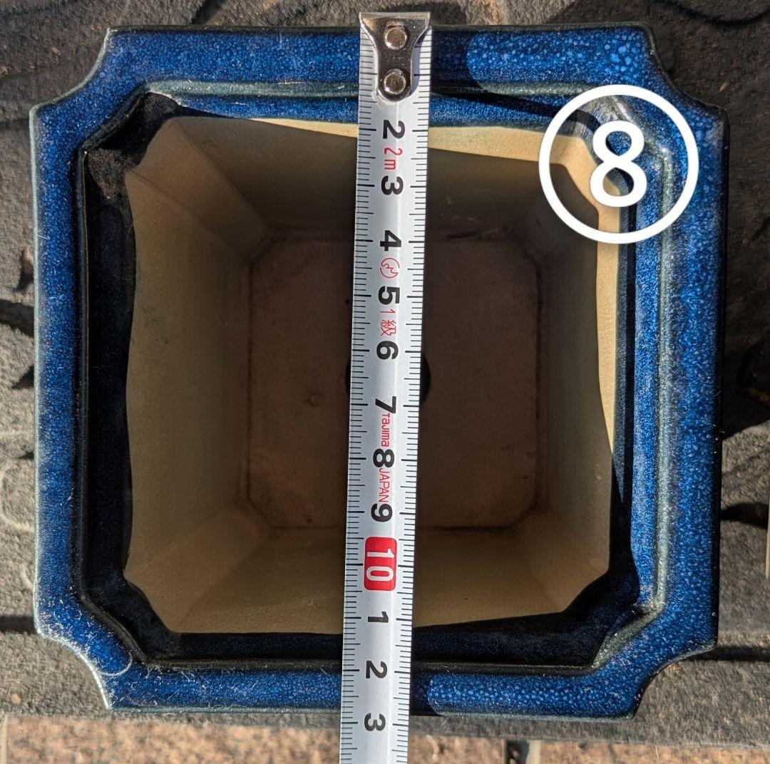 ★青い陶器製植木鉢8個セット