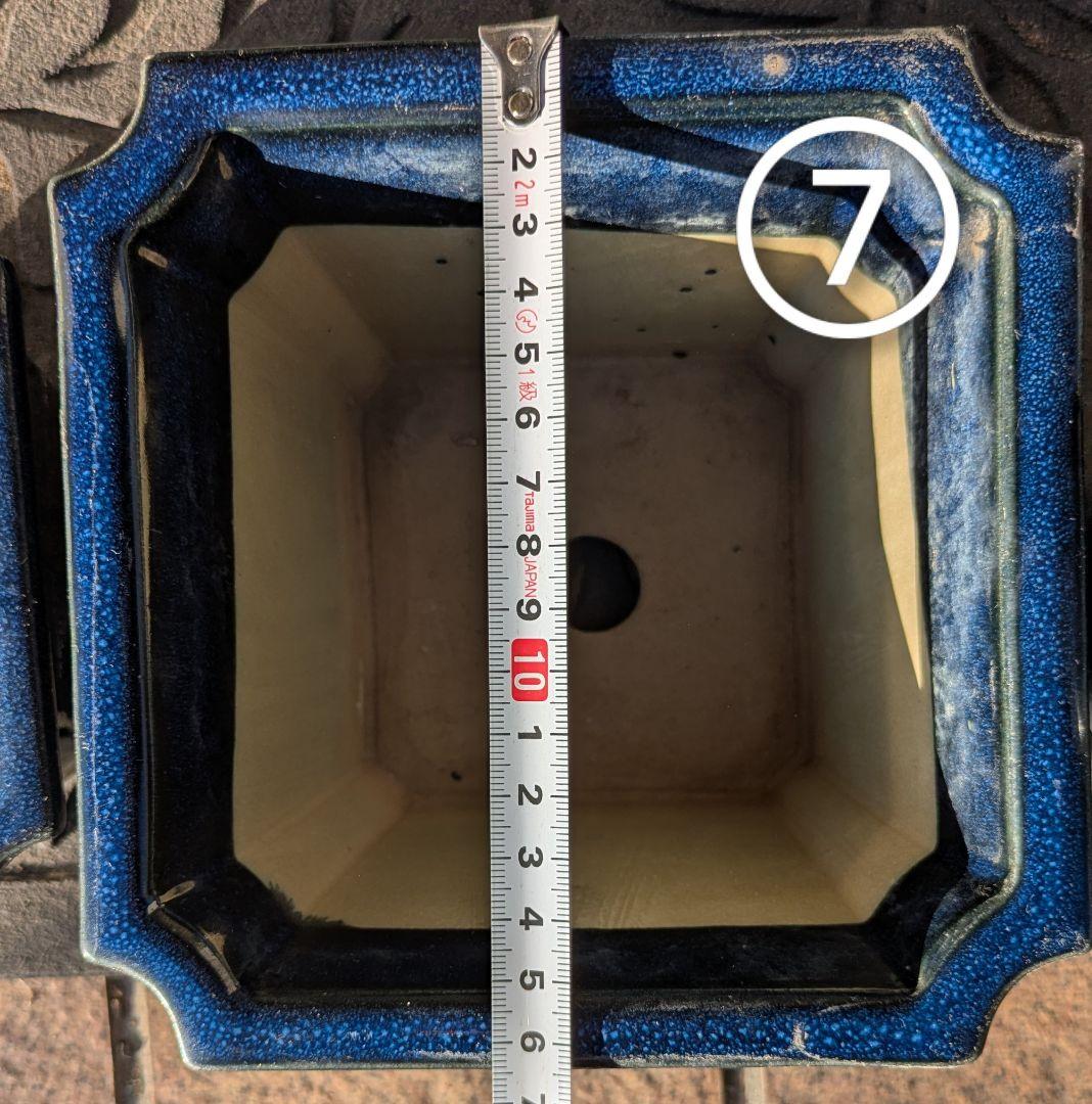 ★青い陶器製植木鉢8個セット