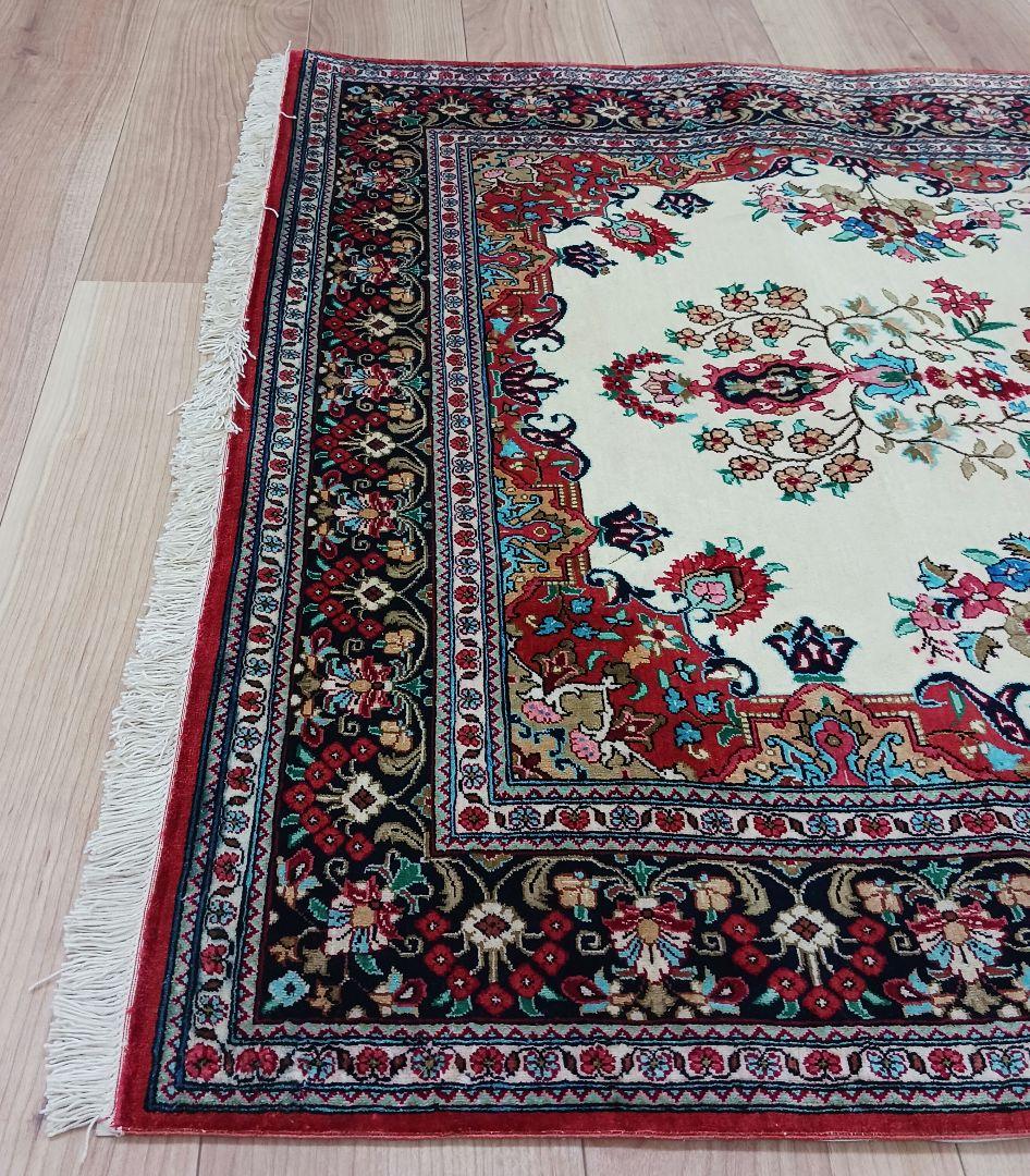 専用Y3007 高級ペルシャ絨毯 クム産 シルク 手織81万ノット147×98㎝