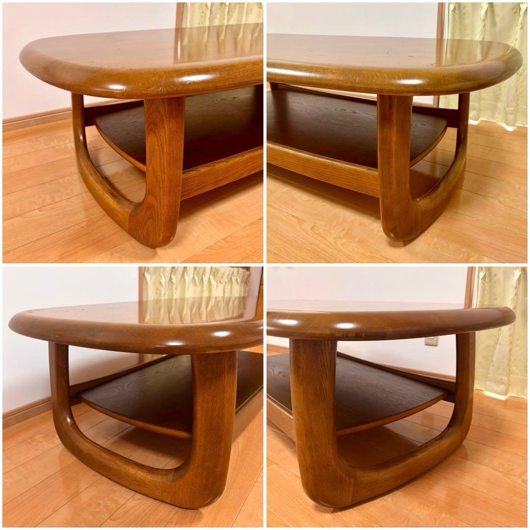 カリモク ローテーブル 棚付き センターテーブル 木製 楕円 国産家具