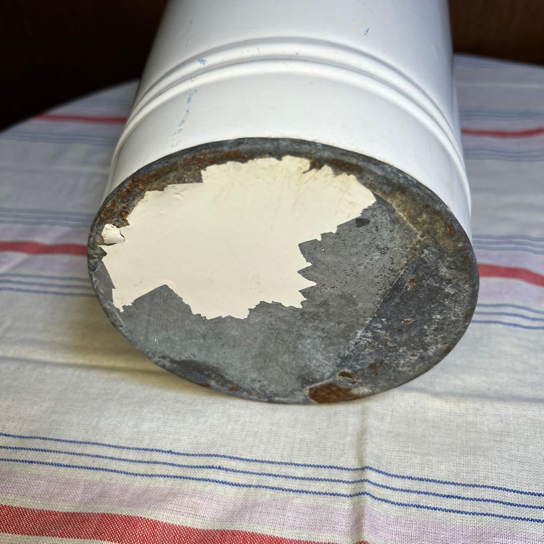 レアイギリスアンティーク　ホーロー花桶/水入れ/バケツ　クリームホワイトに赤縁取