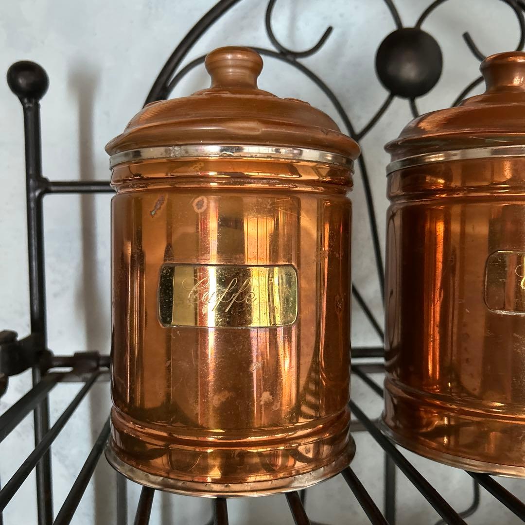 アンティーク/ 銅製キャニスター /セット/ イギリス