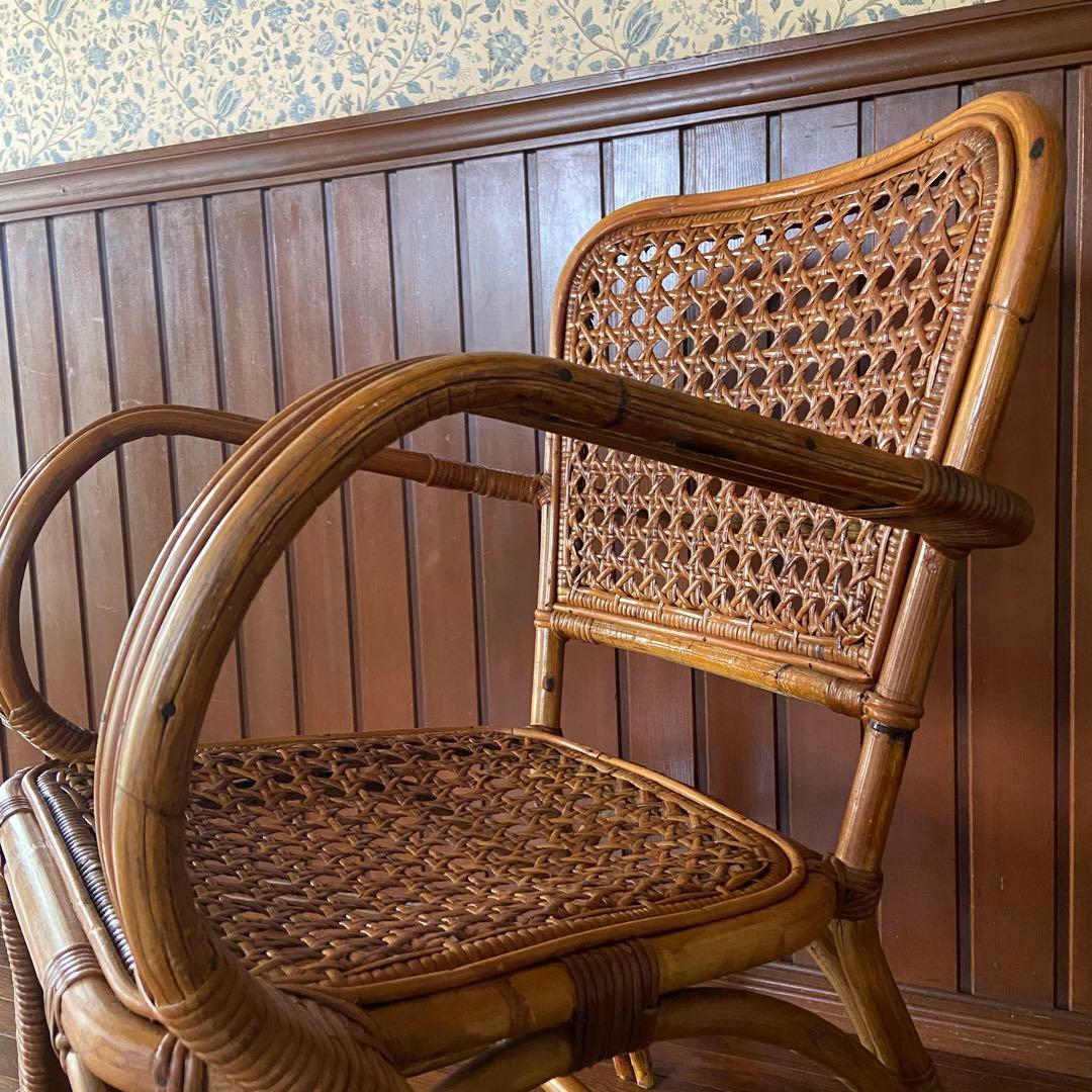 オールド ラタン チェア　ビンテージチェア　アンティークラタン　籐椅子
