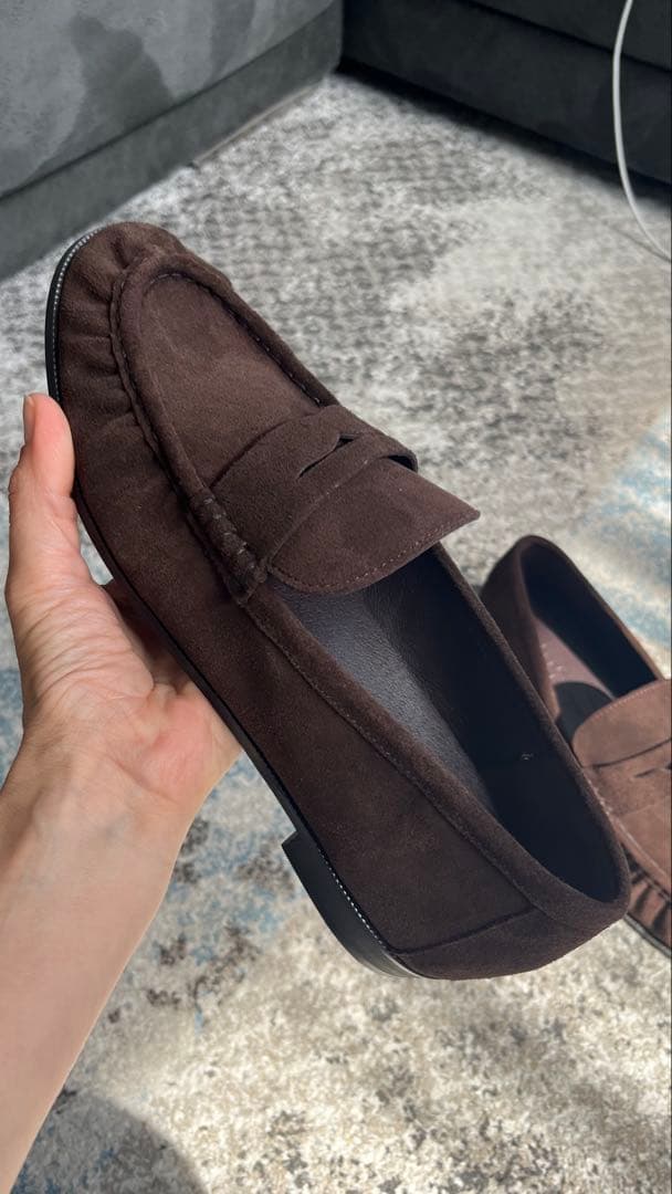 Le Talonダークブラウン スエード ローファー